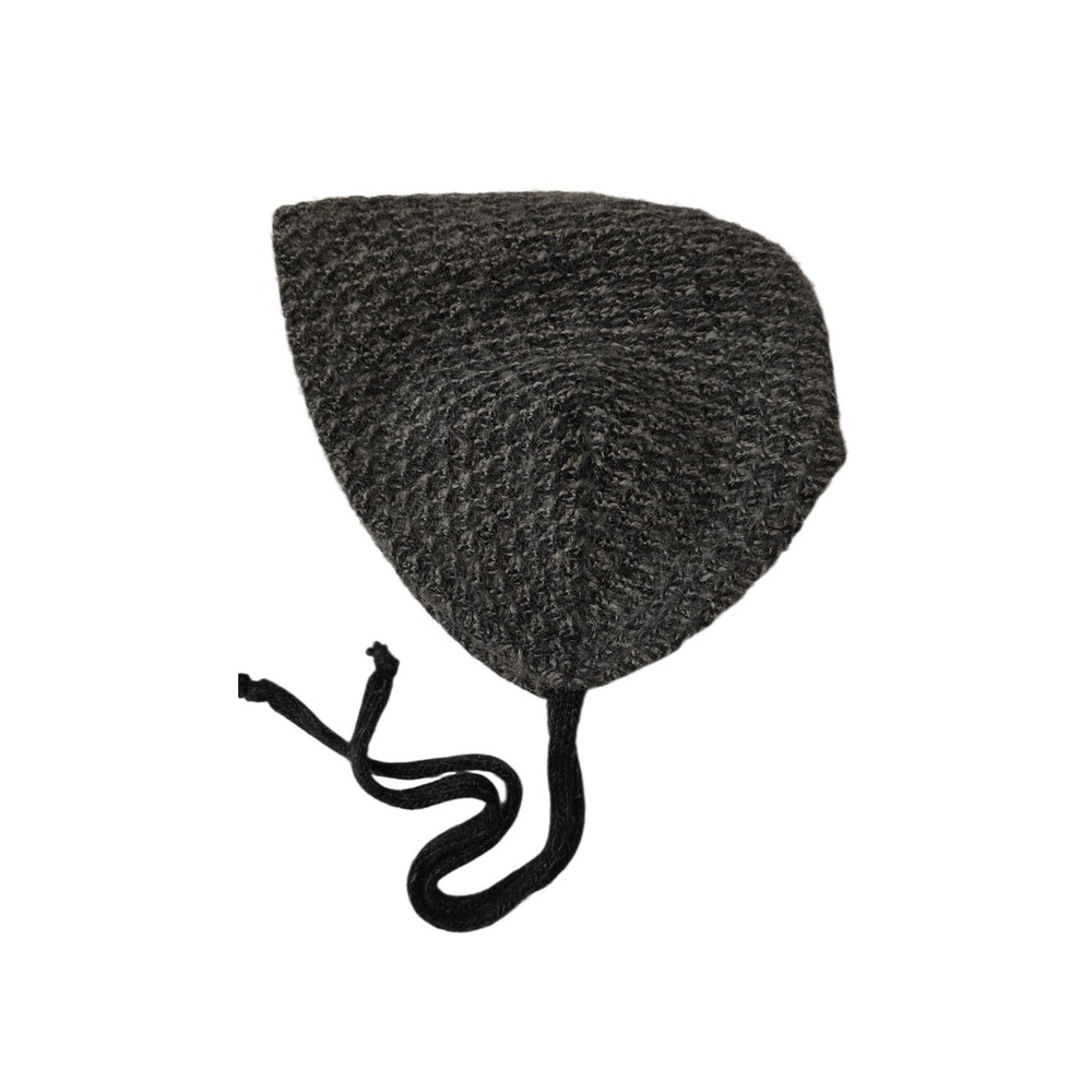 Vermont Country Store Mohair Blend Knit Bonnet Cap Charcoal Gray Made in USA